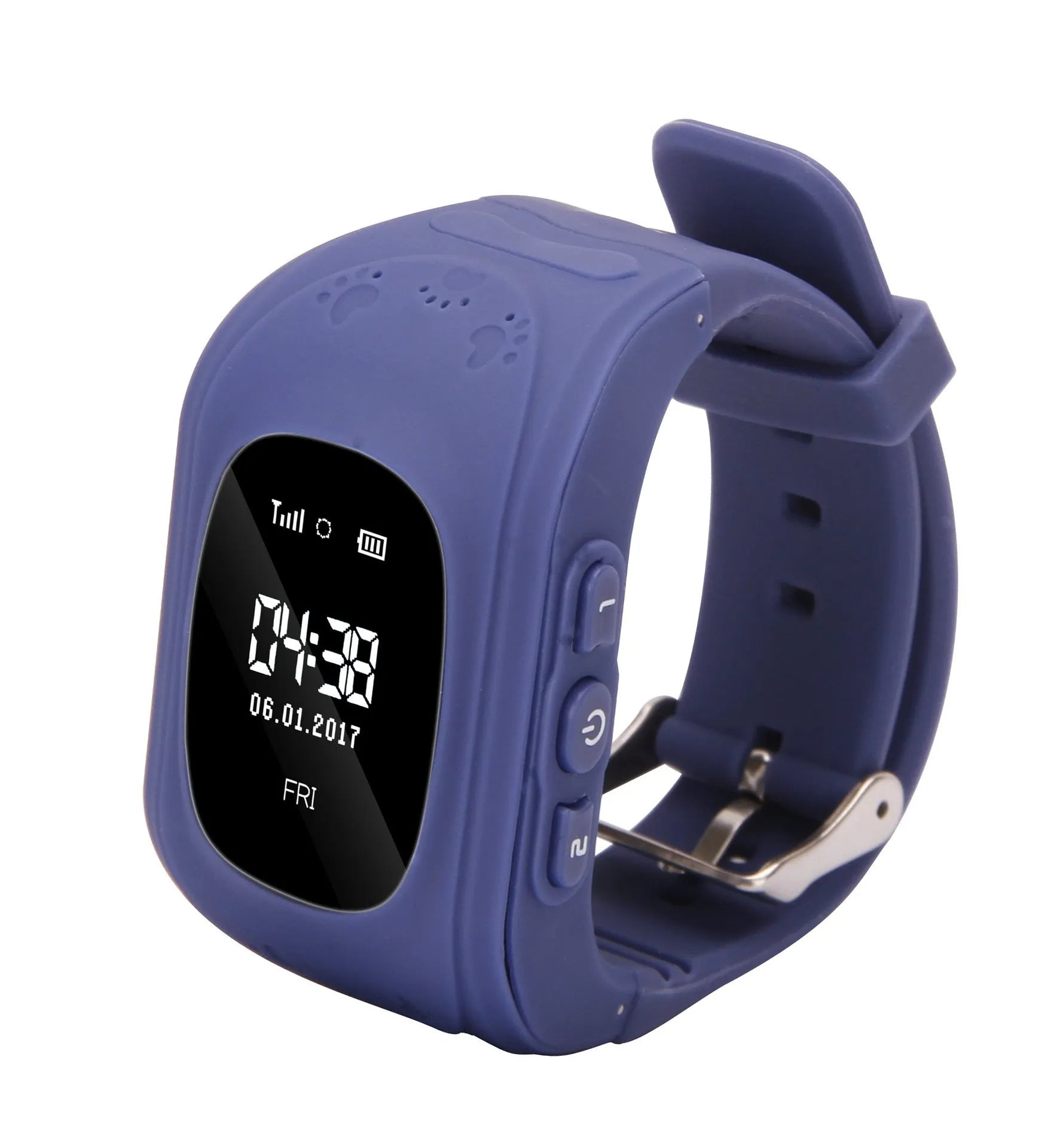 Children's smart watch with GPS positioning, 0.96 inch LCD screen, blue colour, plastic wrist strap