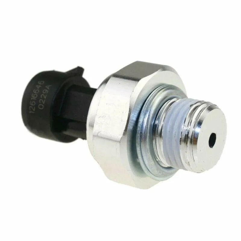 Oil pressure sensor for Buick and Chevrolet vehicles with OEM part numbers displayed