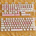 Meow Meow Team mechanical keyboard key cap set showing 141 keys with feline character artwork on all sides