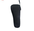 Black cloth padded storage bag for a mobile phone gimbal, shown with an open zip revealing a soft interior and mesh pocket.