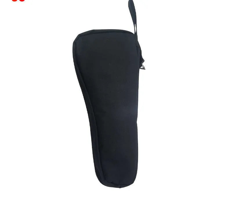 Black cloth padded storage bag for a mobile phone gimbal, shown with an open zip revealing a soft interior and mesh pocket.