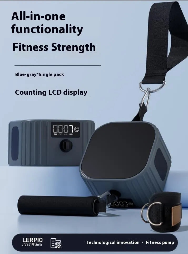 Intelligent adjustable fitness tensioner with 2-20kg resistance range in blue-grey colour