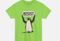 Straight cut cotton summer t-shirt in black on a hanger, showing round neck and short sleeves