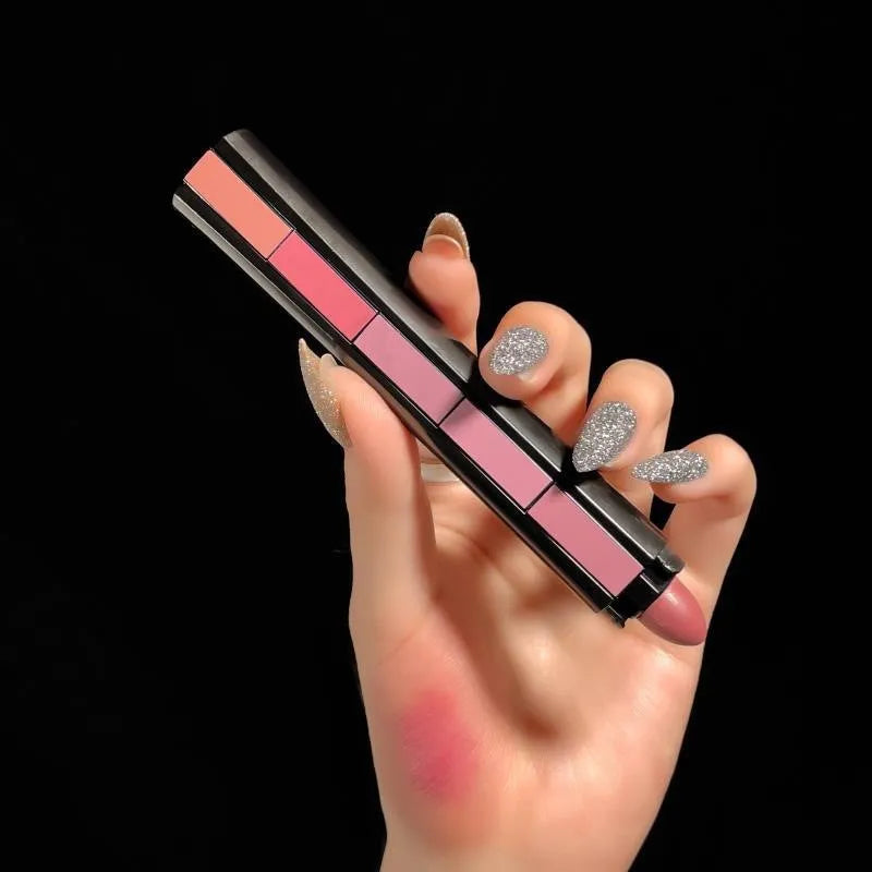 5-colour matte lipstick set with velvet finish, 1.2g per colour, shades 01#RED and 02#NUDE