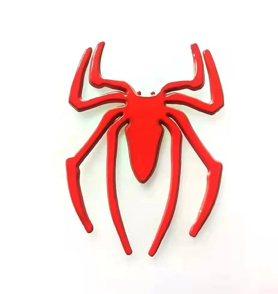 Three-dimensional zinc alloy spider bumper sticker in metallic colours