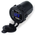Snap-on waterproof motorcycle USB fast car charger with blue light indicator