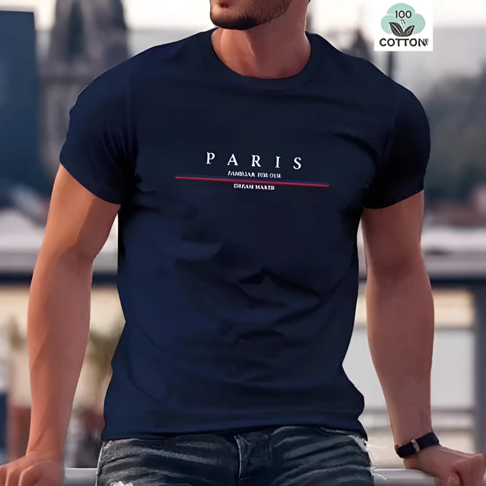 Men's pure cotton short-sleeve t-shirt with letter printing in apricot colour, loose fit style