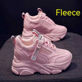 Women's black mesh platform casual shoes with hollow-out design and toe holder on a TPR sole.