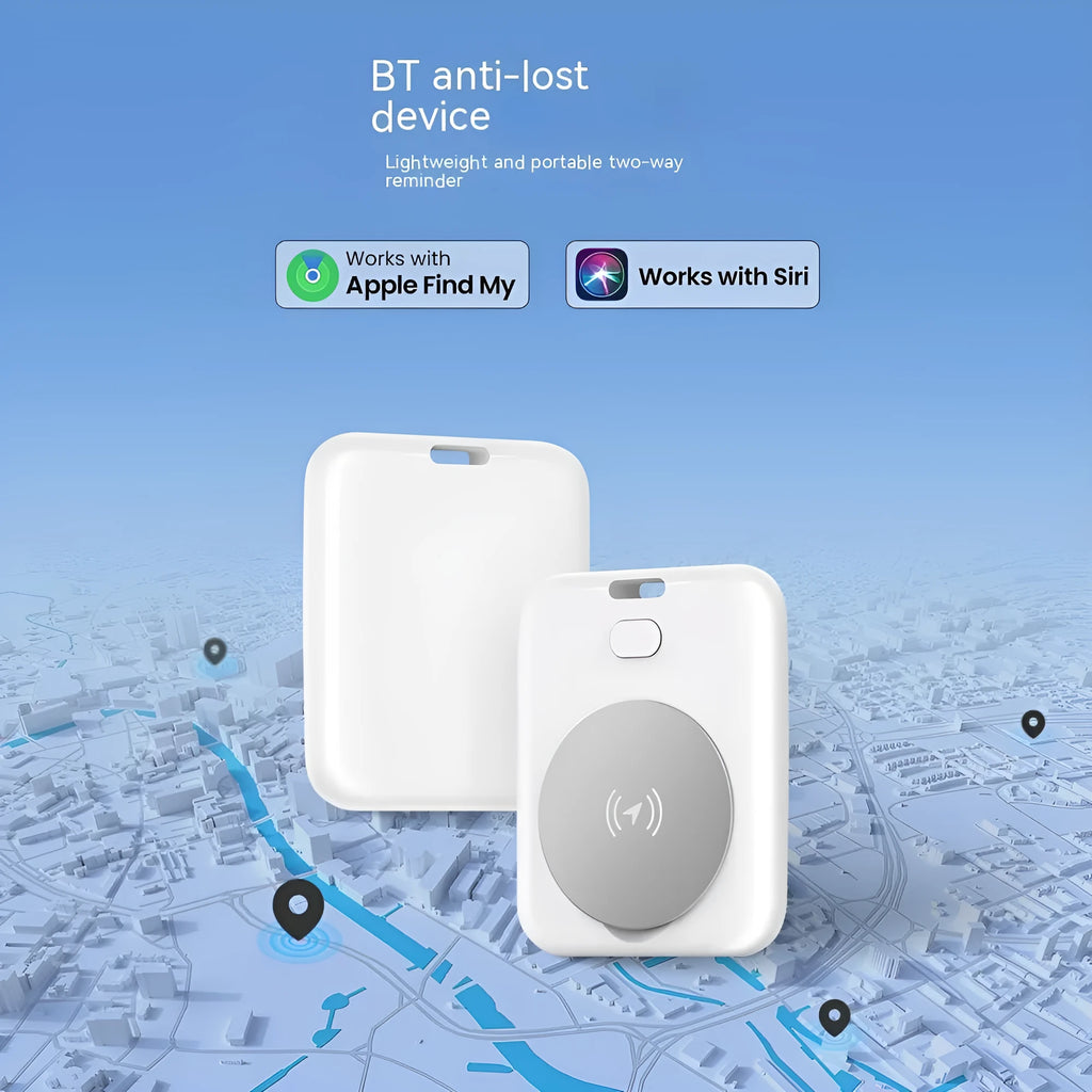 White ABS plastic pet tracking device for Apple users with portable wearing design