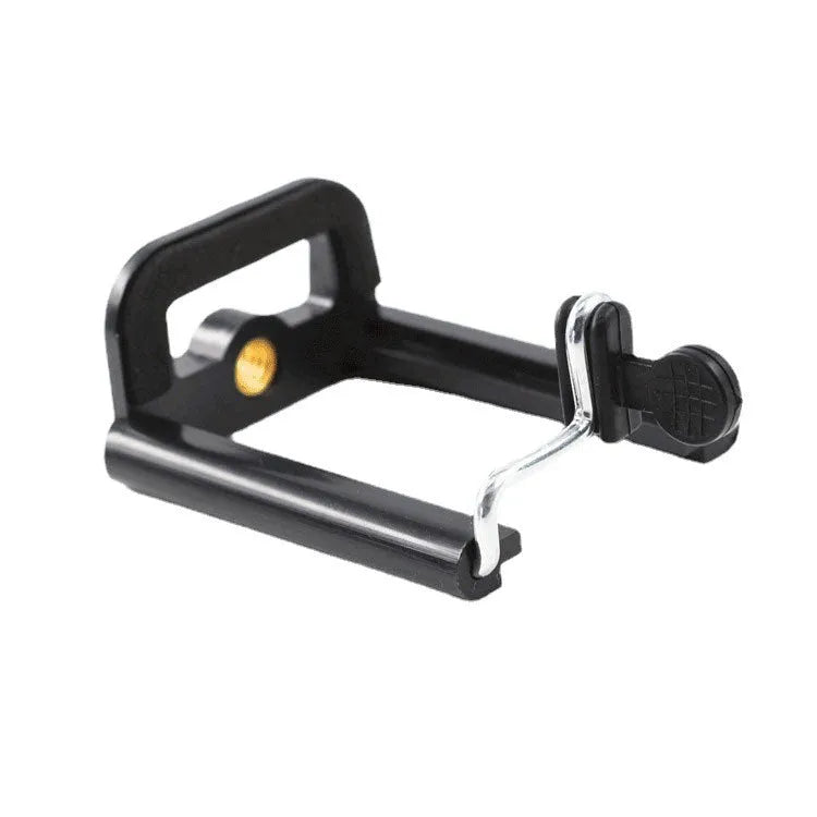 Black plastic U-clip car dashboard phone mount holder for universal smartphones.