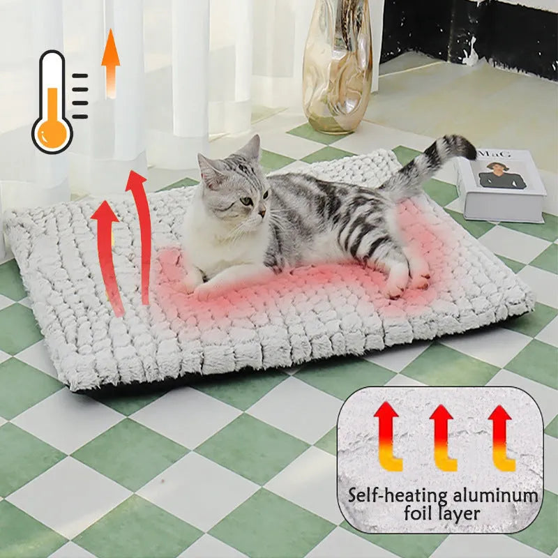 Warm cloth pet pad for winter sleep, sizes S 50x40cm and M 70x48cm, for dogs and cats