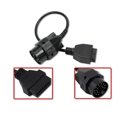 BMW OBD2 diagnostic adapter cable showing 20-pin and 16-pin connectors