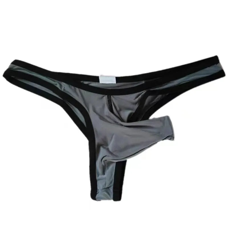 Men's Army Green ice silk briefs showcasing the contoured elephant nose pouch design on a white background.