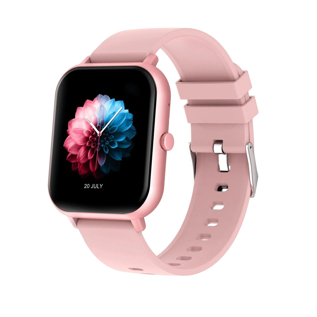 Bluetooth smart watch with AI voice control and heart rate monitoring display on TFT screen