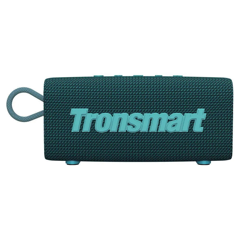 Blue portable waterproof Bluetooth speaker for outdoor and fitness use.