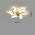 Gold ceiling fan lamp with PVC leaves, 68cm diameter and 4cm height, 72W power