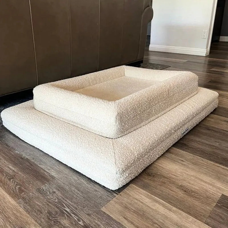 Rectangular pet sofa bed with thickened mattress and cloth cover, available in multiple sizes and colours for dogs