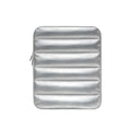 Puff bag laptop sleeve for 9.7-11 inch devices in black, khaki, or silver with elastic sides
