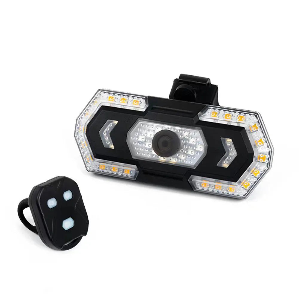 Black wireless remote control car turn signal taillight with USB charging port