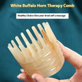 White buffalo horn meridian massage comb with wide teeth and pointed shampoo tube comb sections