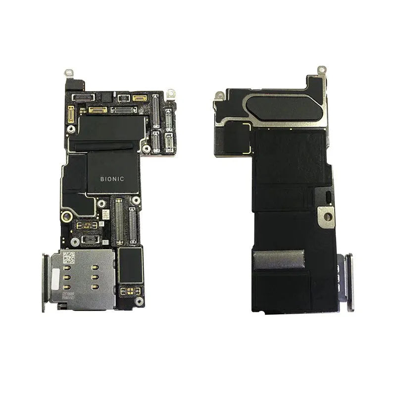 Silver iPhone logic board for 13 Pro Mini and iPhone 12 series models, 256GB US version.