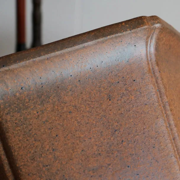 Antique-style hexagonal ceramic orchid bonsai pot in Squared Off Hexagon colour, handmade with purple sand craft