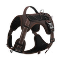 Orange dog harness vest with reflective strips, detachable hand-holding rope, and explosion-proof buckle closure