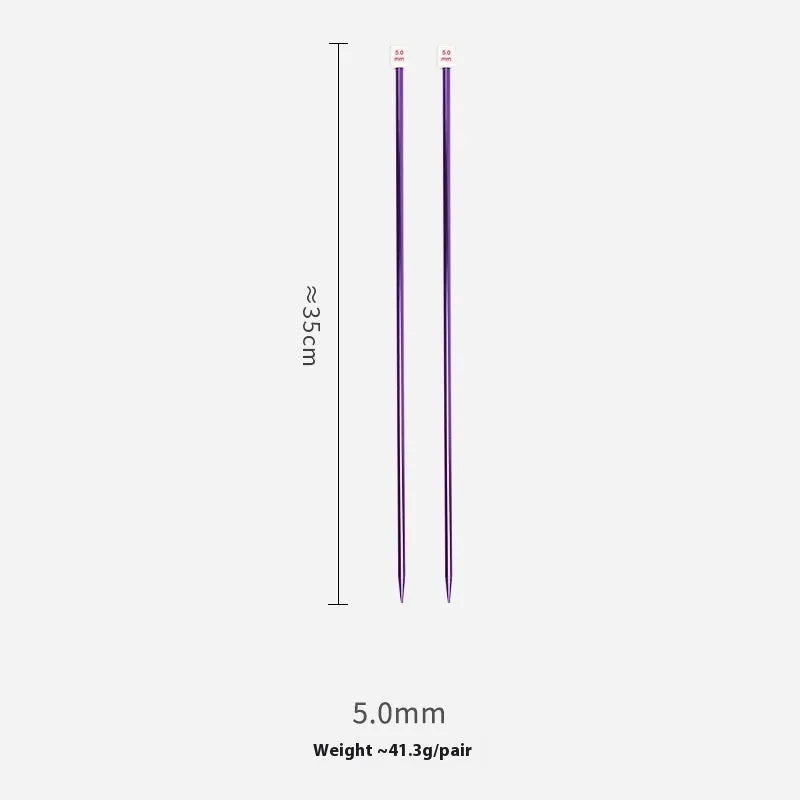 Set of lengthened crochet hooks with protective caps, showing multiple sizes from 2.0mm to 10.0mm for knitting and crochet.