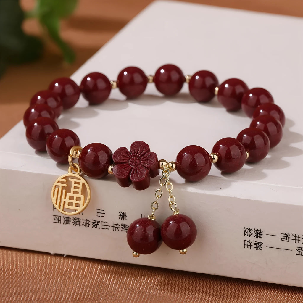 Retro women's purple gold sand Fu character bracelet with tassel detailing and national style design