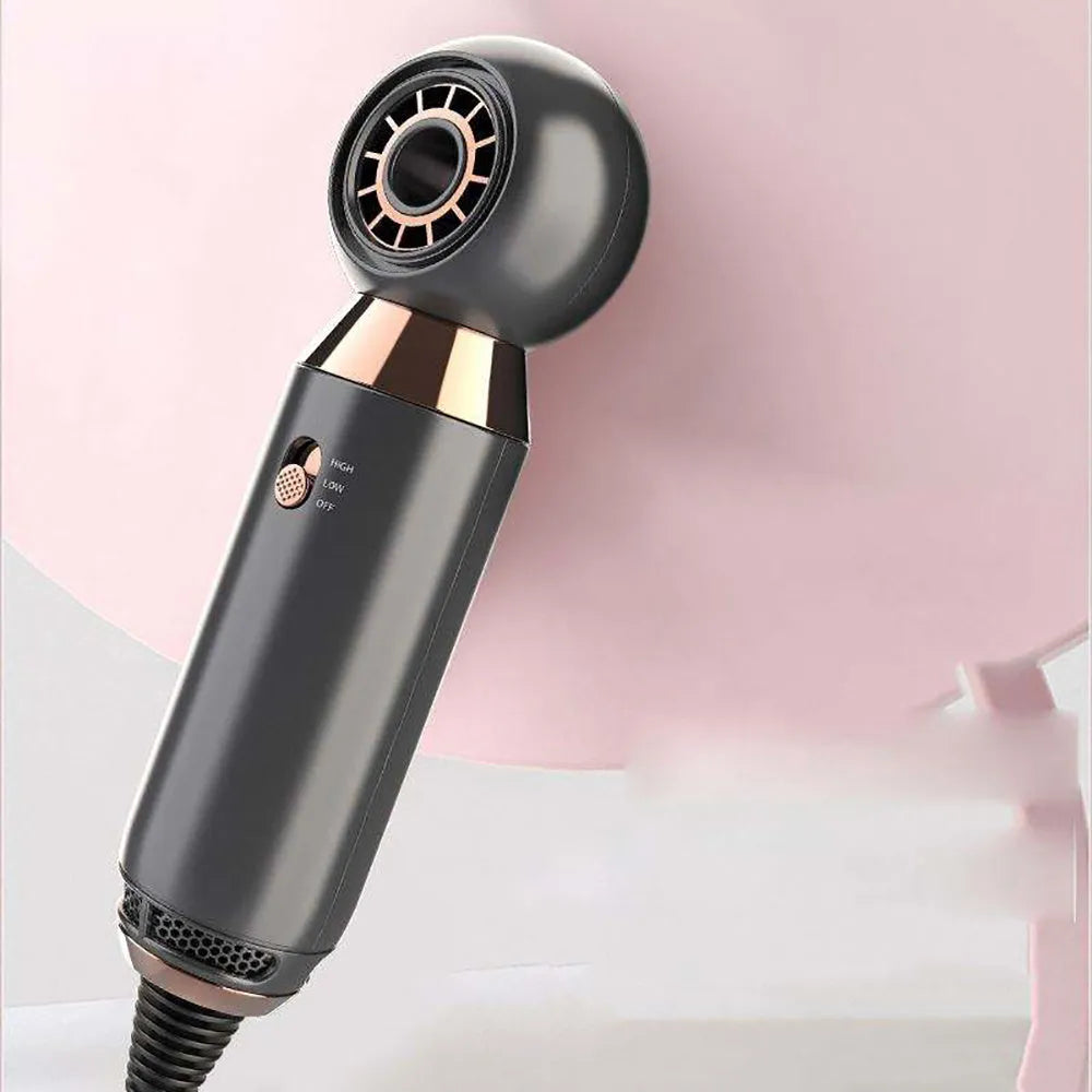 Compact white hair dryer with concentrator diffuser attachment showing 20cm length