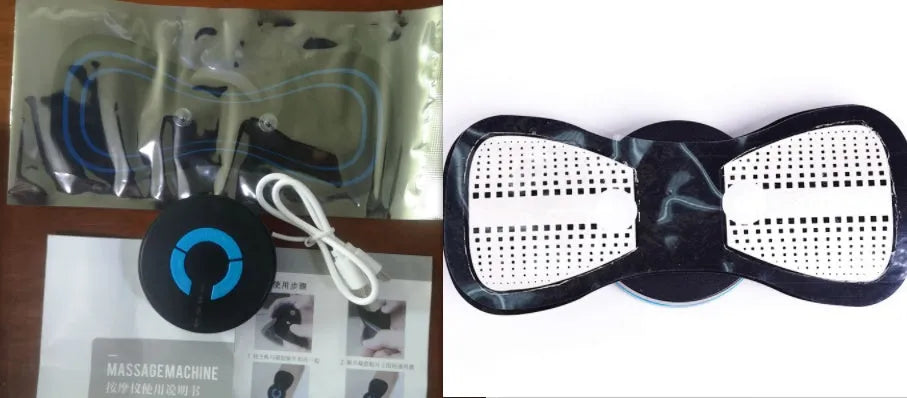 Mini electric shoulder and neck massager HQ-185 black with massage patch and USB cable